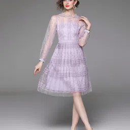 JC Collection Checked Fit & Flare Dress-image-4