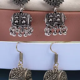 Anouk Set of 2 Oxidised Contemporary Jhumkas-94