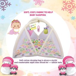 Kwitchy New Born Baby Bedding Set Bed with Mosquito Net & Sleeping Bag Combo - Yellow image 3