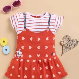 I LOVE MOM Girls Orange Dresses-image-42