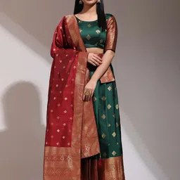 Payu Semi-Stitched Lehenga & Unstitched Blouse With Dupatta image 2