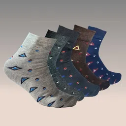 MJE 5-Pcs Patterned Cotton Ankle Length Socks-image-30