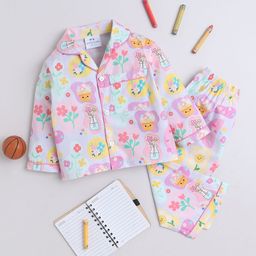 Knitting Doodles Unisex Kids Printed Night suit-image-28
