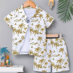 JAHA STORE Boys Floral Printed Spread Collar Cotton Casual Shirt-22
