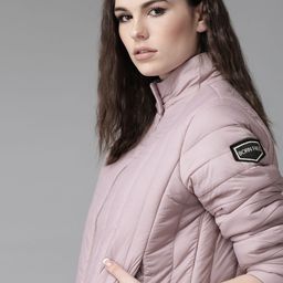 Roadster Women Lavender Solid Padded Jacket-picture-56