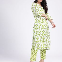 Anouk Rustic Floral Printed Straight Kurta With Trousers & Dupatta image 5
