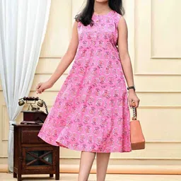DMP EXPORT Girls Floral Printed A-Line Midi Dress-picture-5