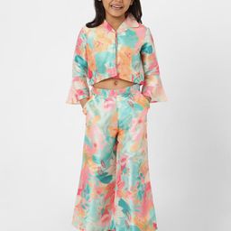 Nauti Nati Girls Printed Bell Sleeves Top With Trousers-24