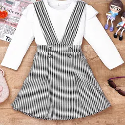 TOGEPI Girls Striped Top with Houndstooth Suspender Skirt-picture-30