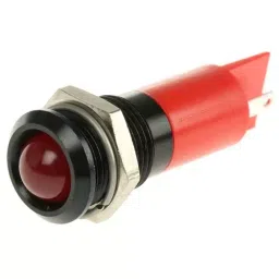 RS PRO Red Panel Mount Indicator 12V DC, Mounting Hole Size 14 mm, Termination Type Solder Tab, Model No 210103-0