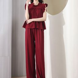 Stem Rope Textured Top & Trousers Set-image-3