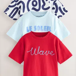 NEXT Boys Pack of 3 Typography Printed Drop-Shoulder Sleeves Pure Cotton T-shirt-picture-12