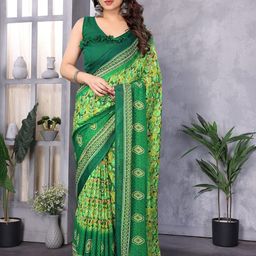 The Textile Hub Printed Saree With Blouse Piece-image-32