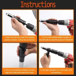 AASONS Model 2 Electric Riveter Conversion Connector Attachment for Hand Drill Machine POP Rivet Gun Adapter Riveting Tool Suitable for 2.4 to 4.8mm Blind Rivets Sizes image 5