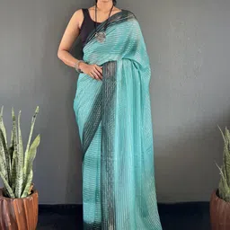 KALINI Striped Pure Georgette Ready to Wear Saree-image-5