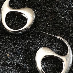 SOHI Silver-Plated Mid-Gloss Bolt Hoop Earrings-picture-35