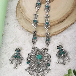 PUJVI American Diamond Stone-Studded & Beaded Jewellery Set-picture-5