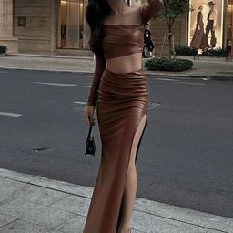StyleCast Brown Off Shoulder Fitted Crop Top-picture-46