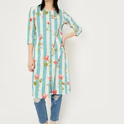 max Women Dyed Flared Sleeves Thread Work Anarkali Kurta-12