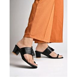 Shoetopia Classic Heeled Black Kolhapuri-picture-3