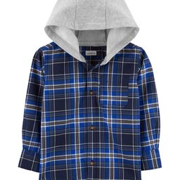 Carter's Plaid Button-Front Hooded Shirt - Blue-image-31