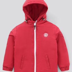 Pine Kids Nylon Full Sleeves Padded and Hooded Moderate Winter Jacket - Red-image-17