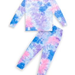 Unicorns Full Sleeves Pastel Crumple Tie & Dye With Thunder Sign Printed Coordinating Set - Blue & Pink-image-47