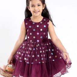 Mark & Mia Sleeveless Party Frock with Foil Printed - Purple-image-13