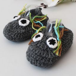 Woonie Crochet Monster Face Detailed Booties - Grey-picture-28