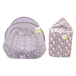 Kwitchy New Born Baby Bedding Set Cushioned Mattress with Net & Sleeping Bag Combo  Grey-14