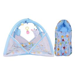 Kwitchy New Born Baby Bedding Combo Mattress with Mosquito Net & Sleeping Bag -Blue-4