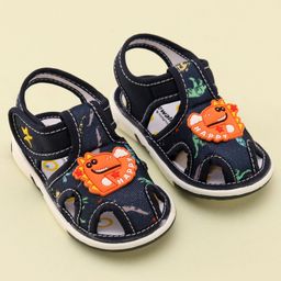 Cute Walk by Babyhug Sandals with Velcro Closure & Dino Applique- Navy Blue-image-29