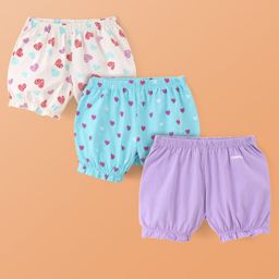 Pine Kids Cotton Lycra Knit Bloomers With Hearts Print Pack Of 3 (Colour May Vary)-picture-36