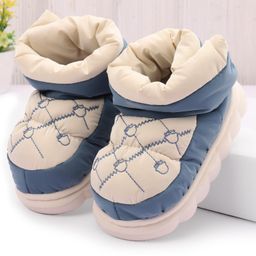 Oh! Pair Slip On Winter Shoes with Embroidery & Bow Detailing  -  Blue-image-40