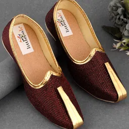 Little Palz Shimmer Detailed Mojaris - Maroon-picture-12