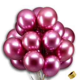 Decor Mantra Metalic Chrome Balloons with Curling Ribbon for Birthday Party Decoration and Baby Shower Celebartion - Pink - Pack of 26-image-94