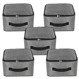 Storite 5 Pack Nylon Wardrobe Bag Underbed Moisture Proof Cloth Storage Organizer, Storage box for Clothes Saree Bags with Zippered Closure & Handle (Grey)-image-51