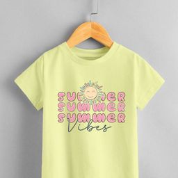 KNITROOT Summer Theme Half Sleeves Summer Vibes Text Printed Tee - Yellow-picture-14