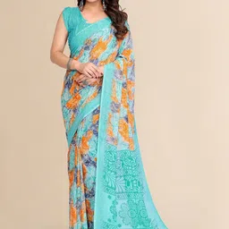 Moda Rapido Blue Printed Poly Georgette Sarees-picture-27