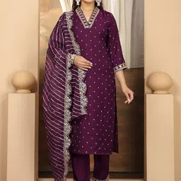 Lookmark Women Ethnic Motifs Printed Regular Kurta with Trousers-image-65