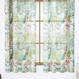 Story@home White & Green Set of 2 Floral Sheer Window-15