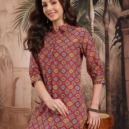 Sangria Indie Floral Print Pure Cotton Kurta with Trousers-7