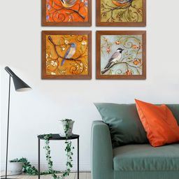 Art Street Multicoloured Birds & Animals Printed Set of 4 Wall Art-picture-20