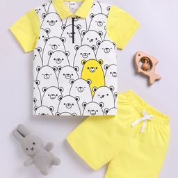LITTLE NINJA Boys Printed Polo Collar Pure Cotton T-Shirt With Shorts-image-73