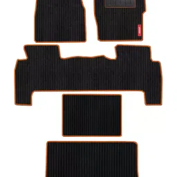 Elegant Cord Black & Orange Carpet Car Mat Compatible With Mahindra Thar 2020 Onwards-image-97