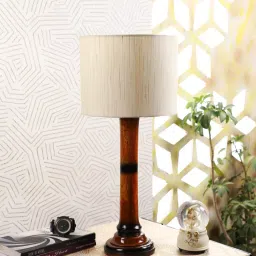 Tucasa NTU-152 B-22 Table Lamp with Wood Base (Beige) image 5