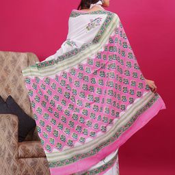 Vanedik Ethnic Motifs Printed Mulmul Cotton Block Print Saree image 5