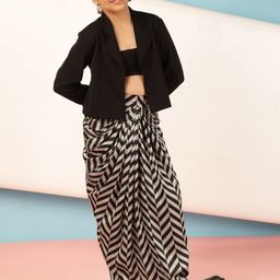 Antheaa PrintedBlazer With Skirt-image-36
