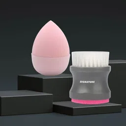 basicare Set Of 2 Beauty Blender With Makeup Brush-2