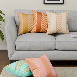 Myntra Elegant Homes Yellow & Red 5 Pieces Printed Cotton Square Cushion Covers-image-97